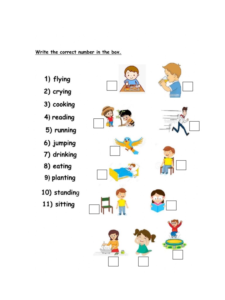 Verb Ing Worksheet PDF