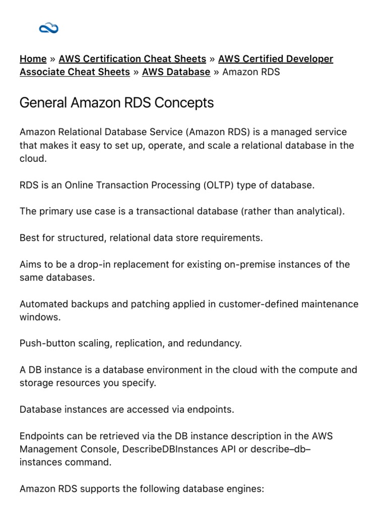 3.1-Amazon RDS - Digital Cloud Training | PDF | Databases | Software ...