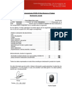 Declaración jurada sintomatología COVID