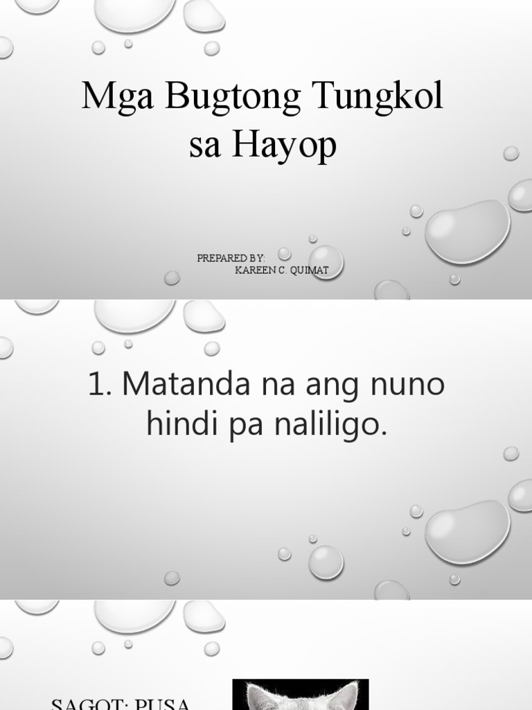Mga Bugtong Tungkol Sa Hayop | PDF