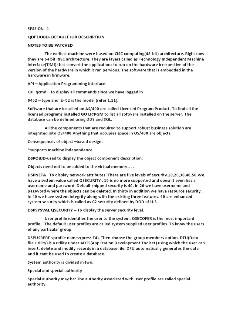 An Overview of the AS/400 Operating System, Security Features, Object ...