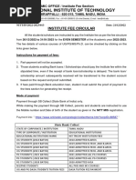 Fees Circular EVEN Semester 2022-23