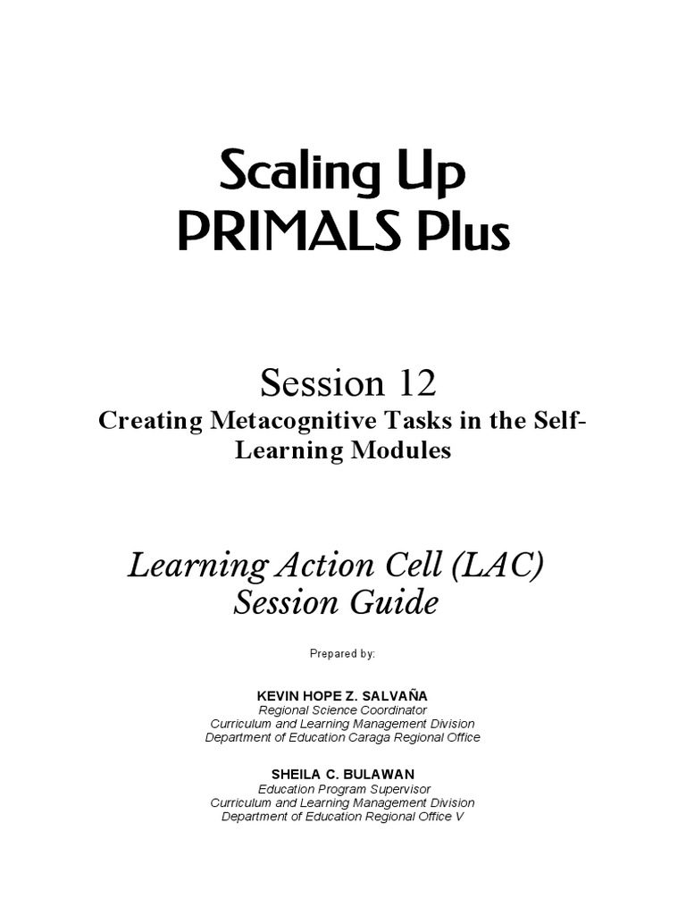 Metacognitive Tasks in Self-Learning Modules | PDF | Chemical Elements ...