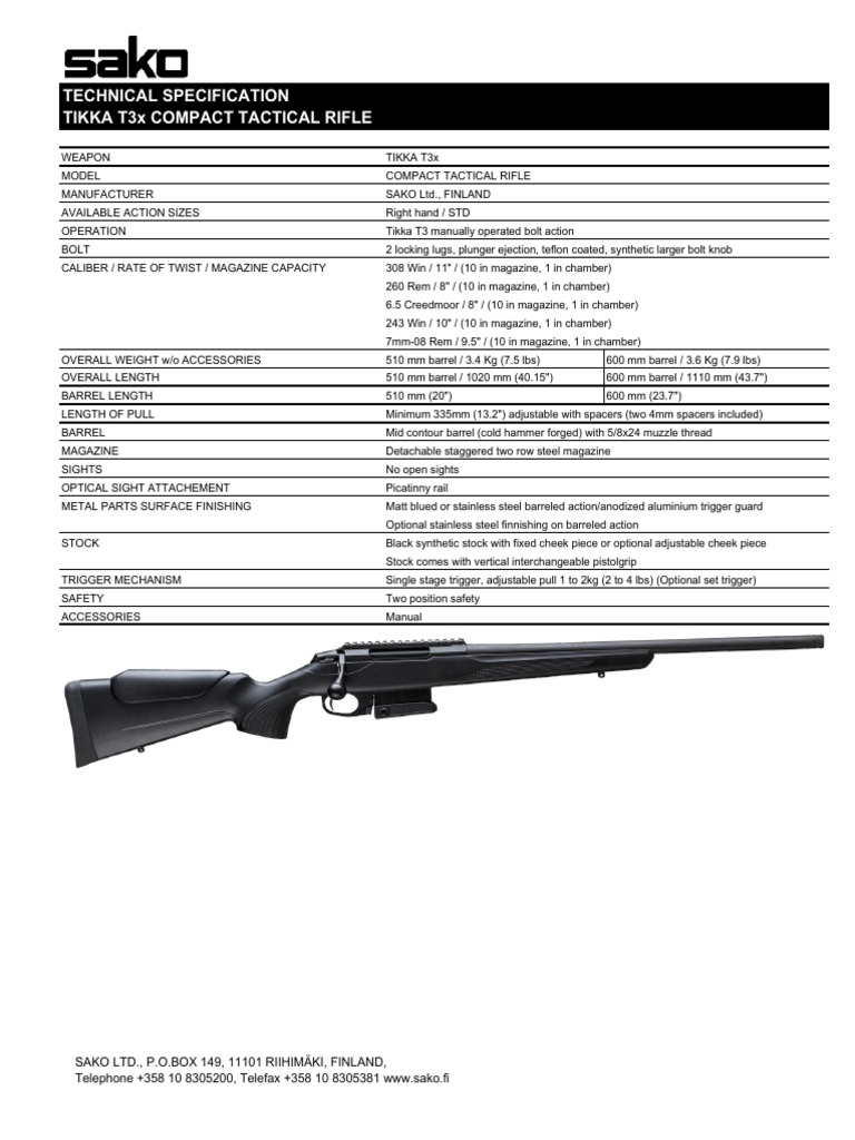 TIKKA T3x COMPACT TACTICAL RIFLE PDF Gun Barrel Magazine (Firearms)