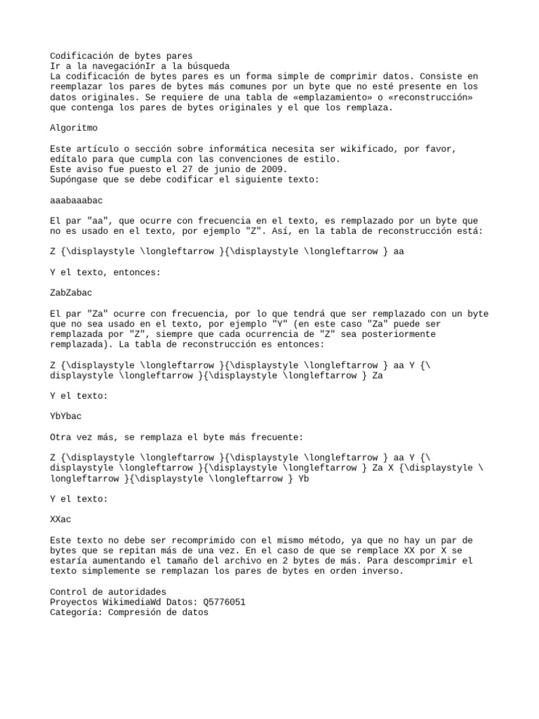 Codificación de Bytes Pares PDF