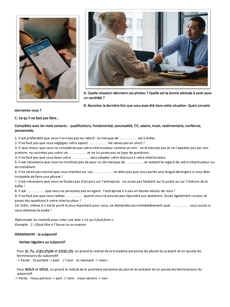 Conseils pour un entretien réussi | PDF | Verbe | Linguistique