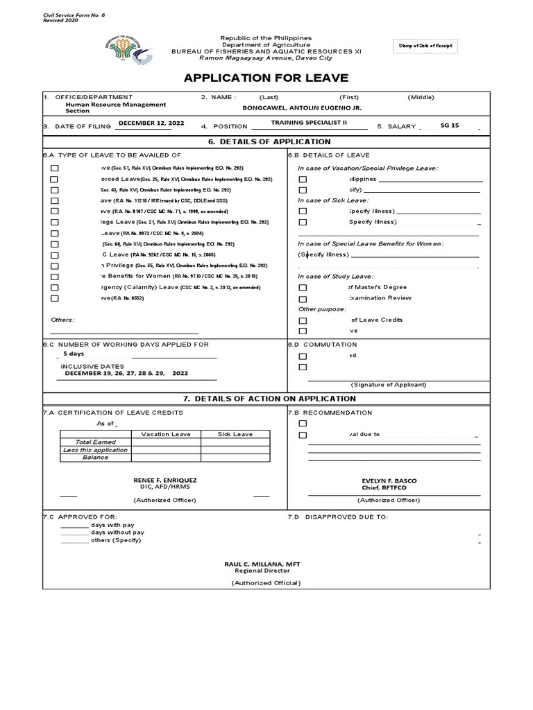 Application for Mandatory Leave and Monetization of Leave Credits | PDF ...