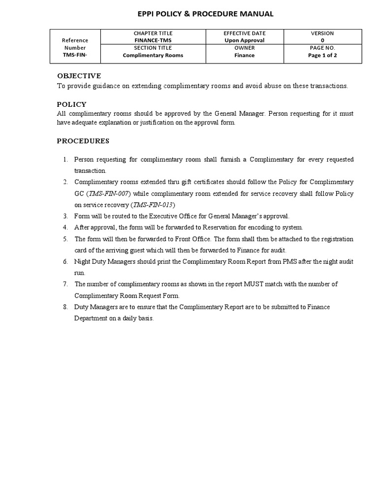 Complimentary Rooms PDF Government