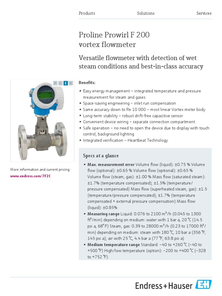 EndressHauser Proline Prowirl F 200 7F2C EN PDF Flow Measurement