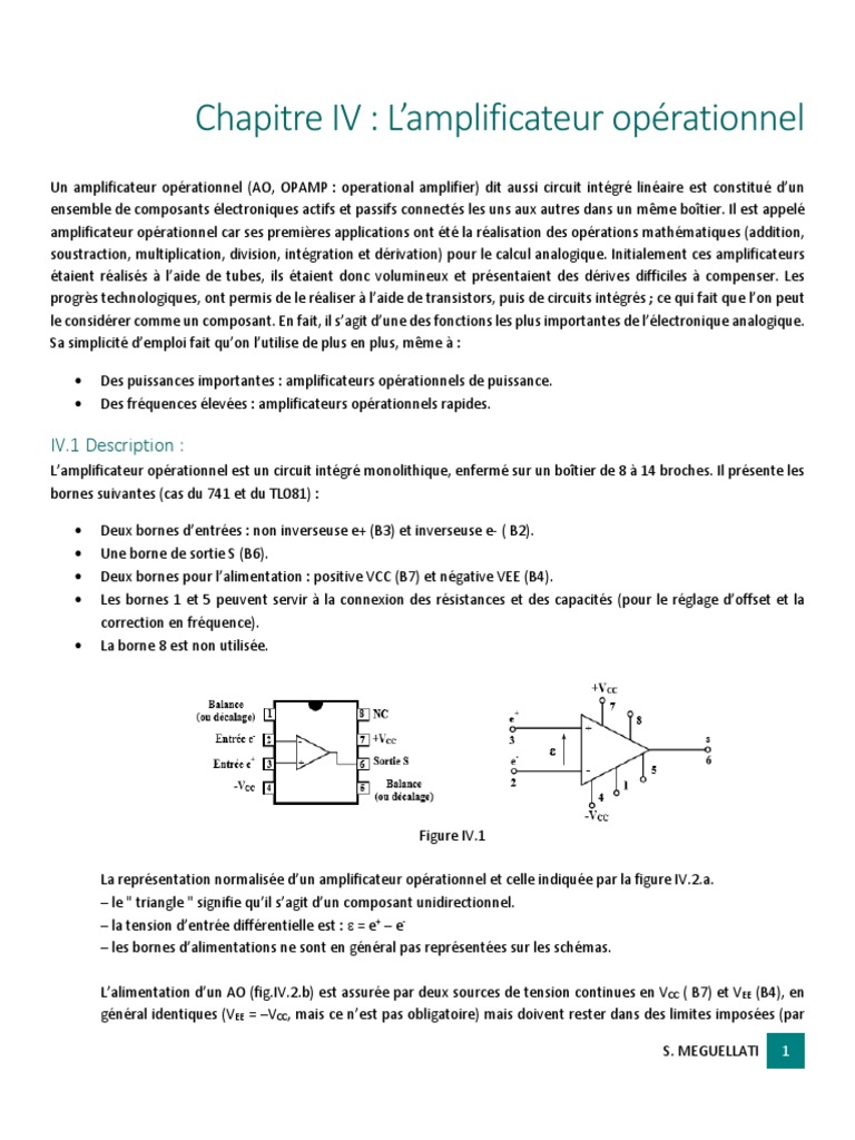 CH IV Amplificateur Opérationnel | PDF | Amplificateur opérationnel ...