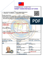 中華民國臺灣地區入出境許可證 Exit & Entry Permit Taiwan Republic Of China: 香港/澳門居民入出境許可證 08 Oct 2022 (2023年04月08日) 08 Apr 2023
