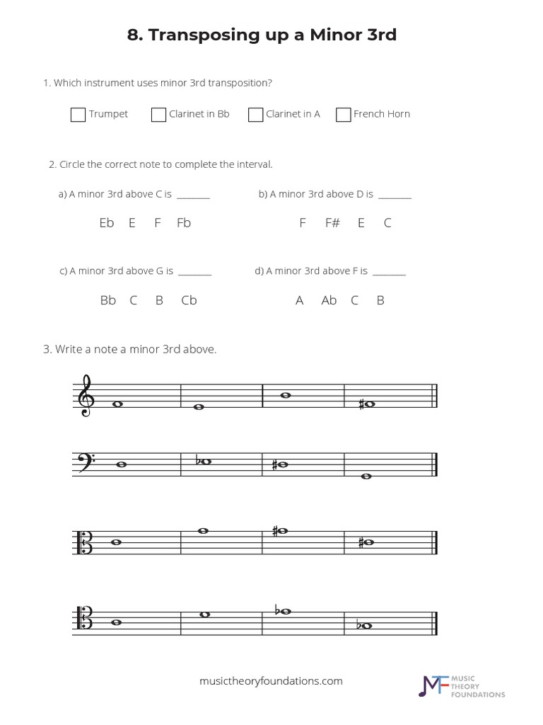Minor 3rd Transposition Worksheet | PDF