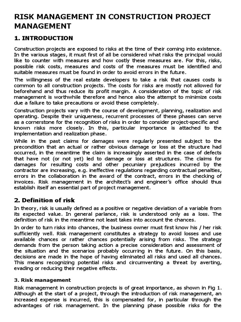 Risk Management in Construction Project Management | PDF | Risk | Risk