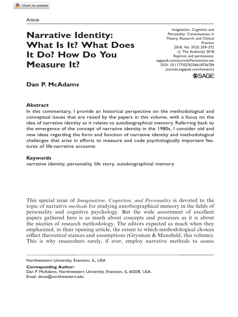 Understanding Narrative Identity Theory | PDF | Identity (Social ...