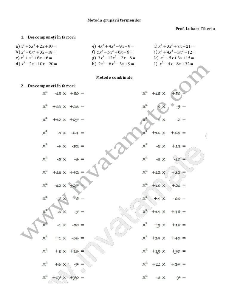 Metoda Grupării Termenilor M Metode Combinate-1 | PDF