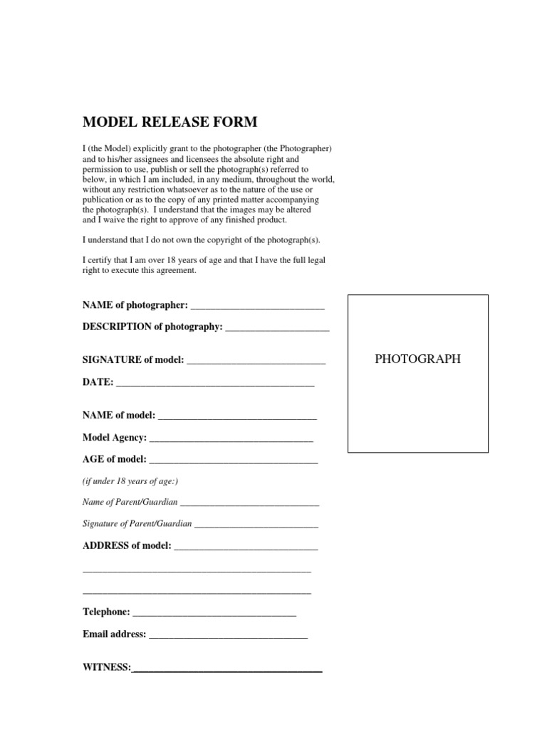Model Release Form Template | PDF