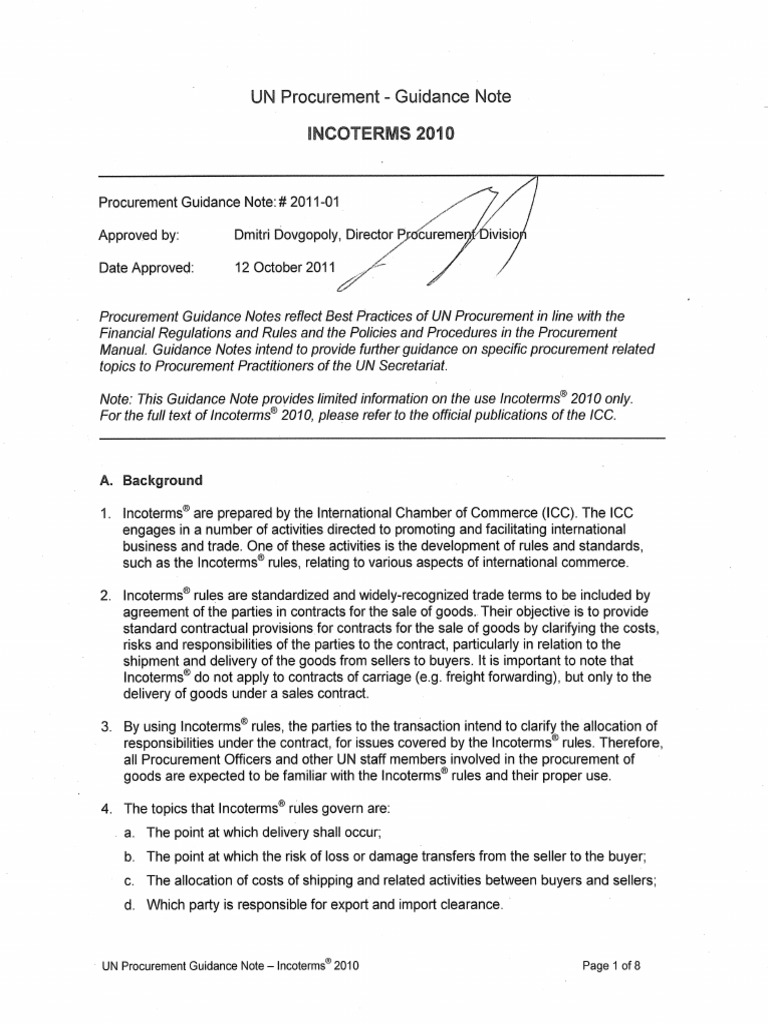 List of Incoterms Umoja Job Aid PDF