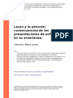Valcarce, María Laura (2011). Lacan y la psicosis consecuencias de las presentaciones de enfermos en su enseñanza