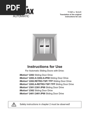 T1321 E Instructions For Use 2202 2301 2302 2401 | PDF | Door | Safety