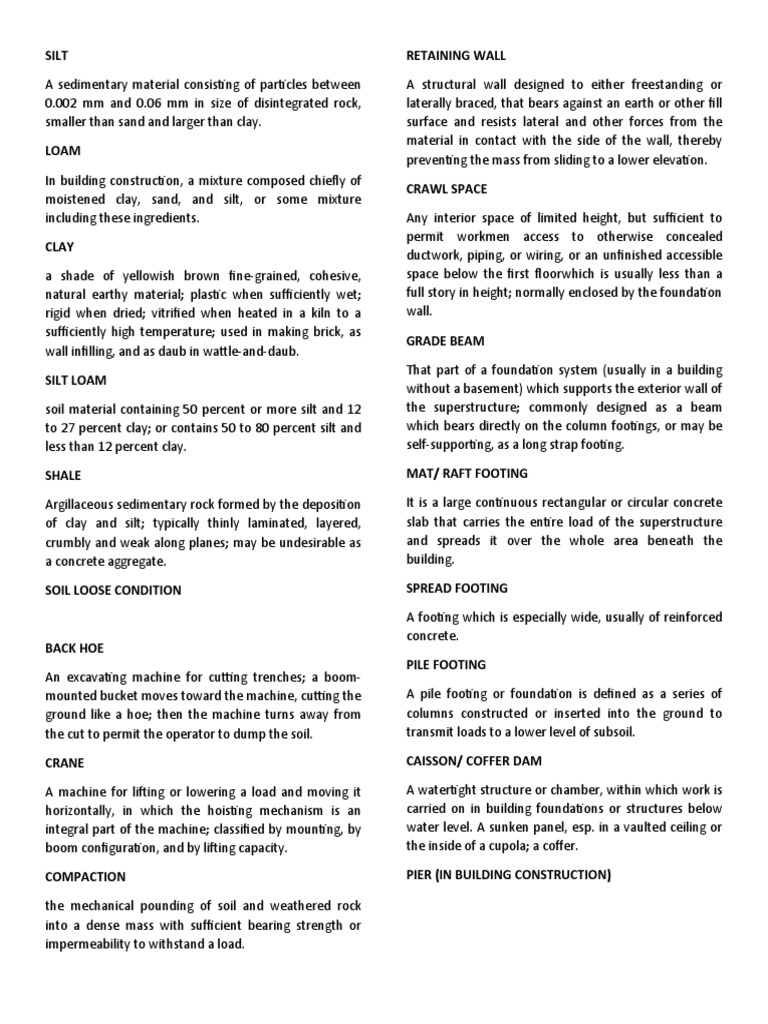 BT Definition of Terms PDF Clay Deep Foundation