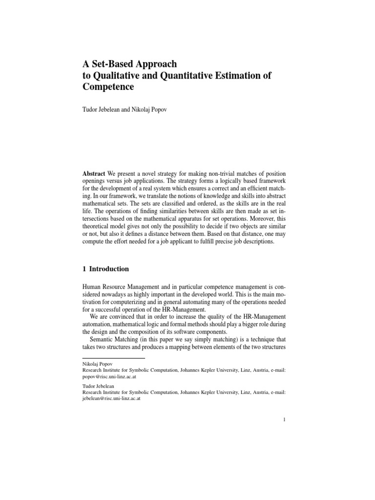 A quantitative approach to matching job applicants to open positions