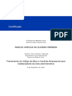 Certificado - Treinamento Do Código de Ètica e Conduta Empresarial para Colaboradores Da Área Administrativa