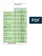 Ciclo de Estudos Escriturário: Matérias Começo Final Data e Dia
