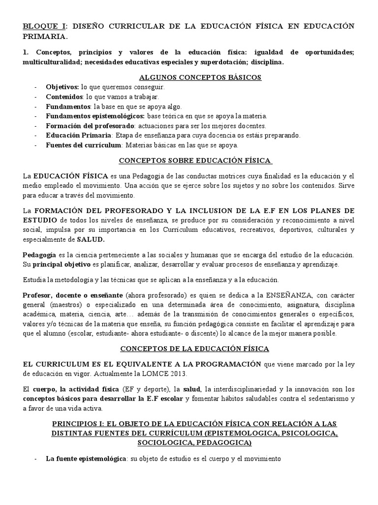 Educación Física Tema 1 Pdf Maestros Plan De Estudios