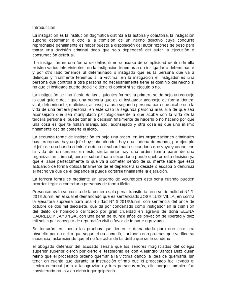 Instigacion 3 | PDF | Sentencia (ley) | Homicidio