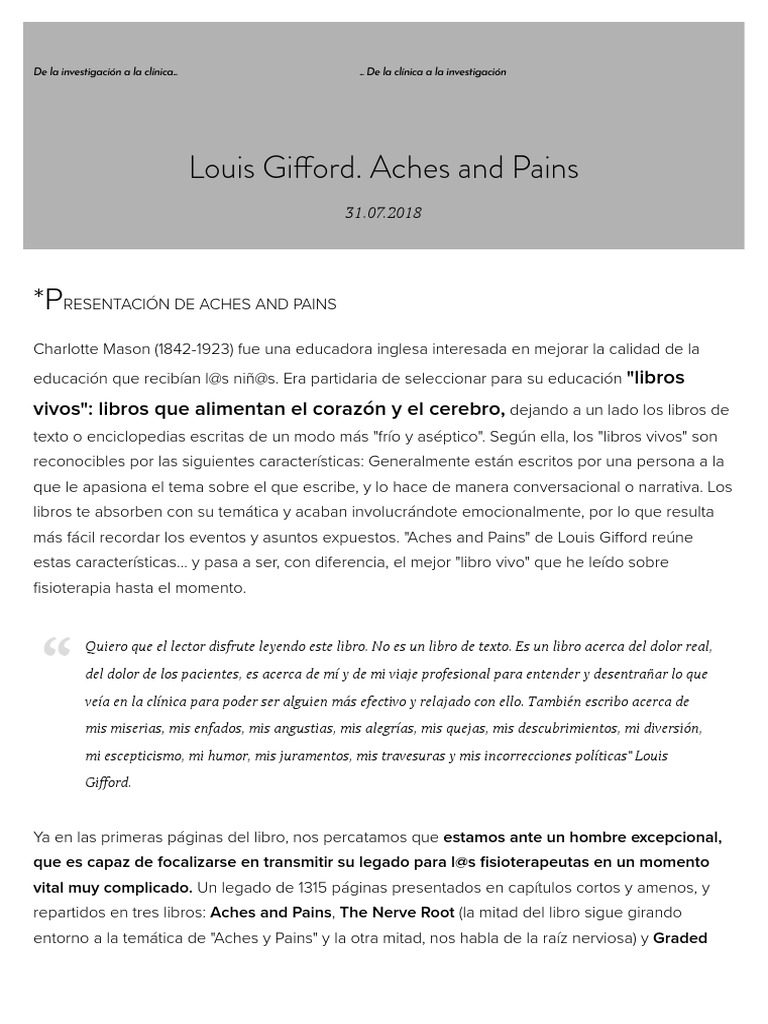 Gifford Presentación Aches and Pains PDF Dolor Estrés (biología)