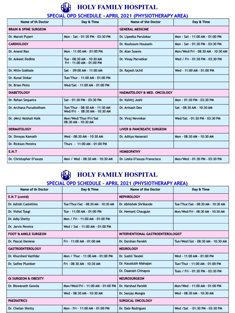 Resuming Non Coiid OPD Schedule Download Free PDF Health Care