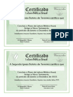 Certificado DE LEITURA BIBLICA ANUAL