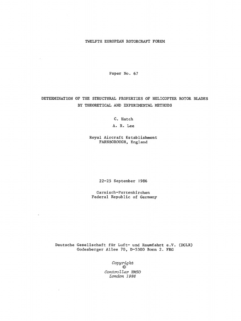 Determination of The Structural Properties of Helicopter Rotor Blades