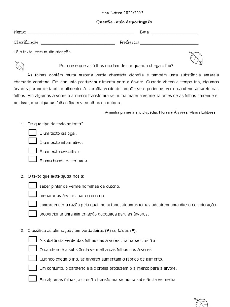 Questão Português | PDF | Vermelho | Folha
