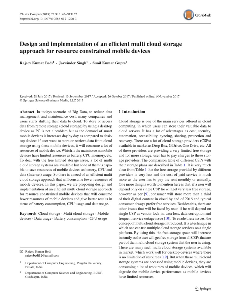 Design and Implementation of An Efficient Multi Cloud Storage Approach ...