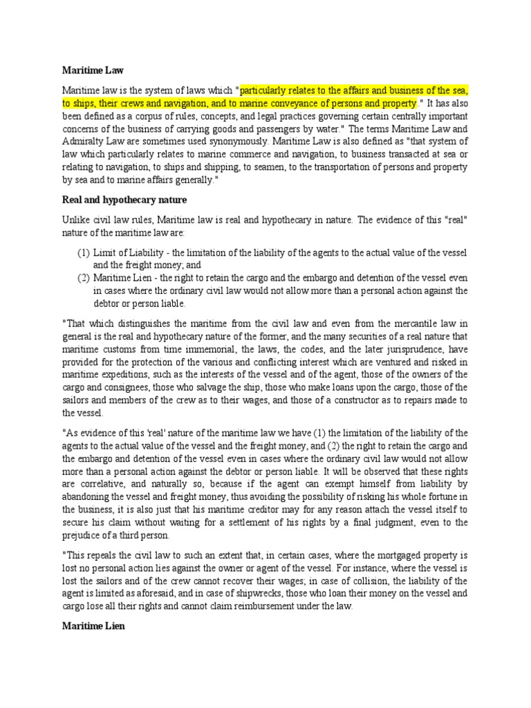 Maritime Law PDF Admiralty Law Legal Liability