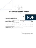Certificate of Employment DepED Personnel
