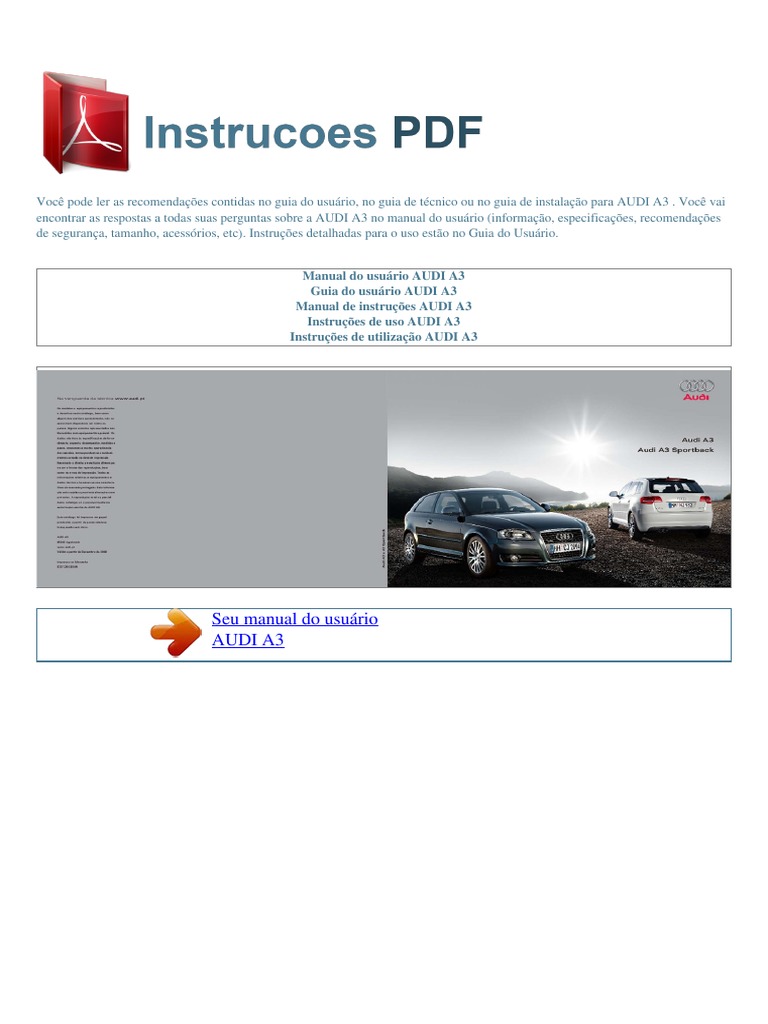 Manual Do Usuário Audi A3 Instrucoes PDF PDF Airbag Carro