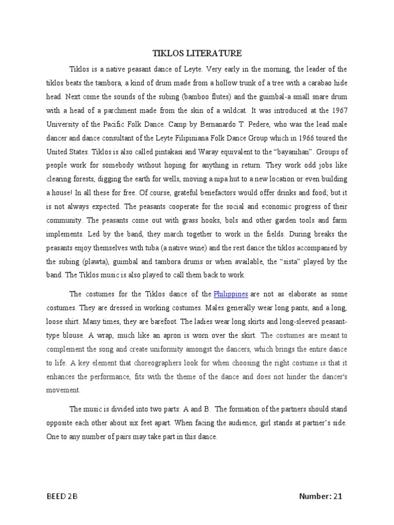 Tiklos Literature | PDF | Dances | Skirt