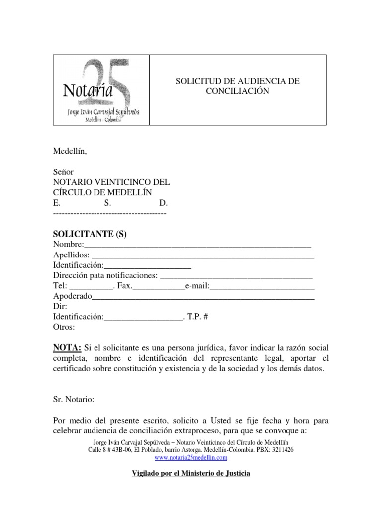 Solicitud de Audiencia de Conciliación | PDF | Justicia | Crimen y ...