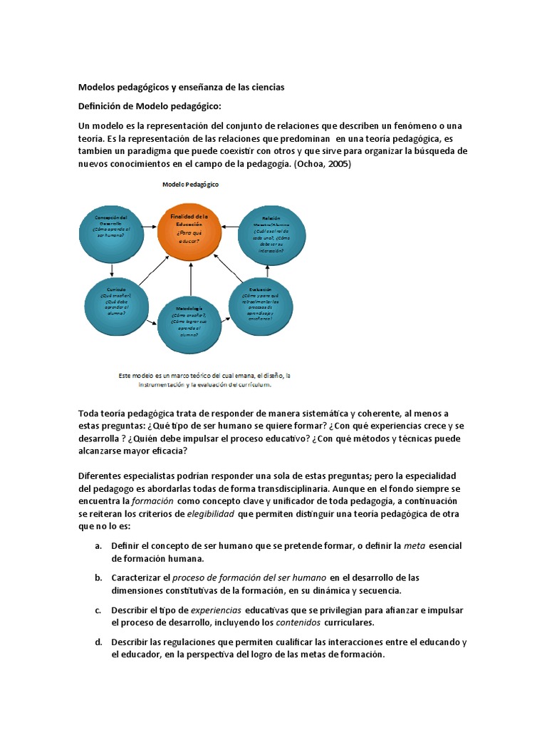 Modelos pedagógicos en la enseñanza científica | PDF | Aprendizaje ...