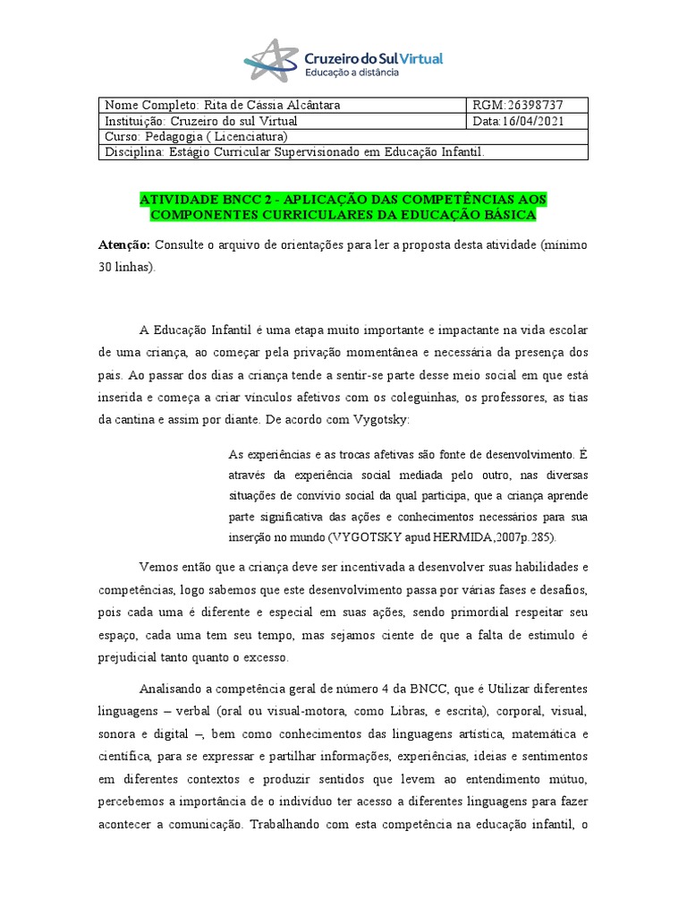 Template ATIVIDADE BNCC 2 PDF Préescola Comunicação