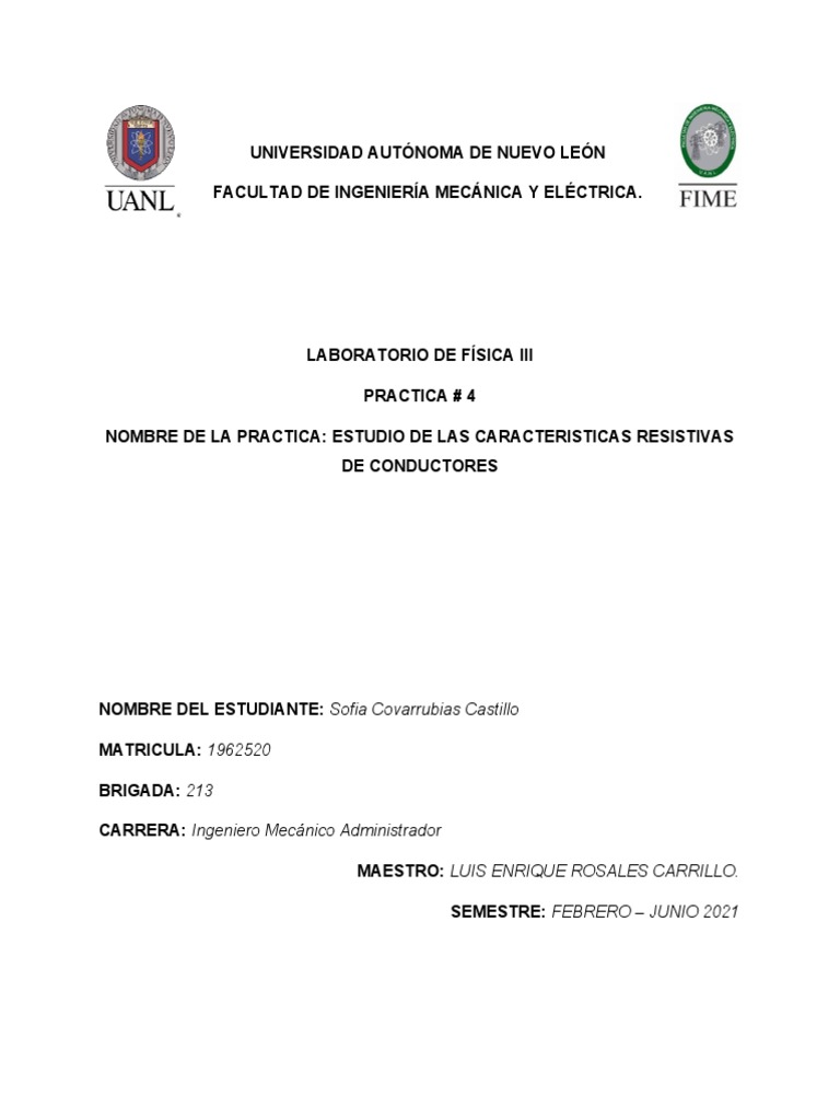 Estudio de Resistencia en Conductores | PDF | Resistencia Eléctrica y ...