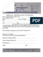 Medical Certificate of Fitness