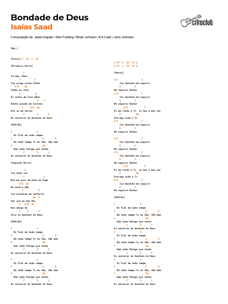 Cifra Club Isaías Saad Bondade De Deus Pdf
