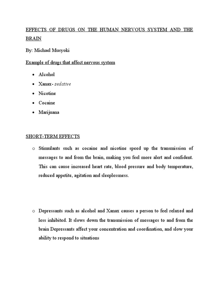 Effects Of Drugs On The Human Nervous System And The Brain PDF