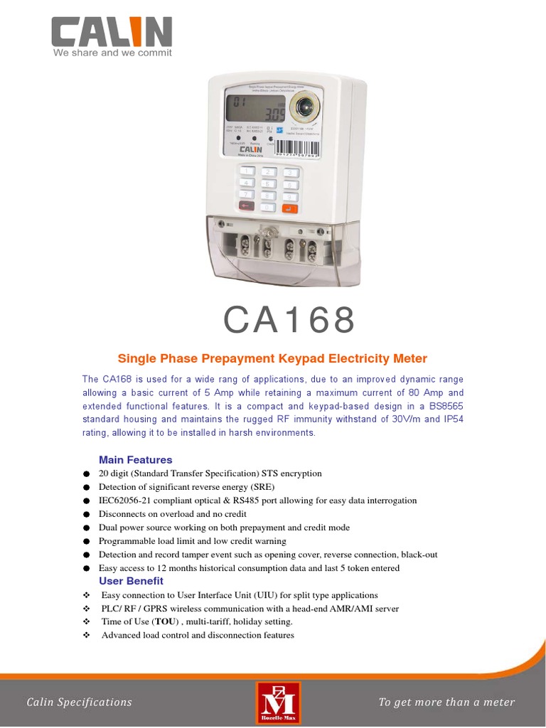 Calin CA168 Prepaid Meter Overview | PDF