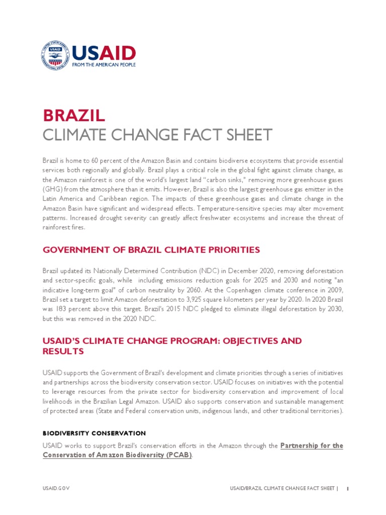 USAID Brazil Climate Change Initiatives | PDF