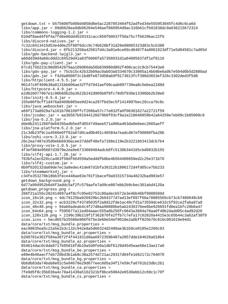 File checksums and localization resource file hashes pdf software