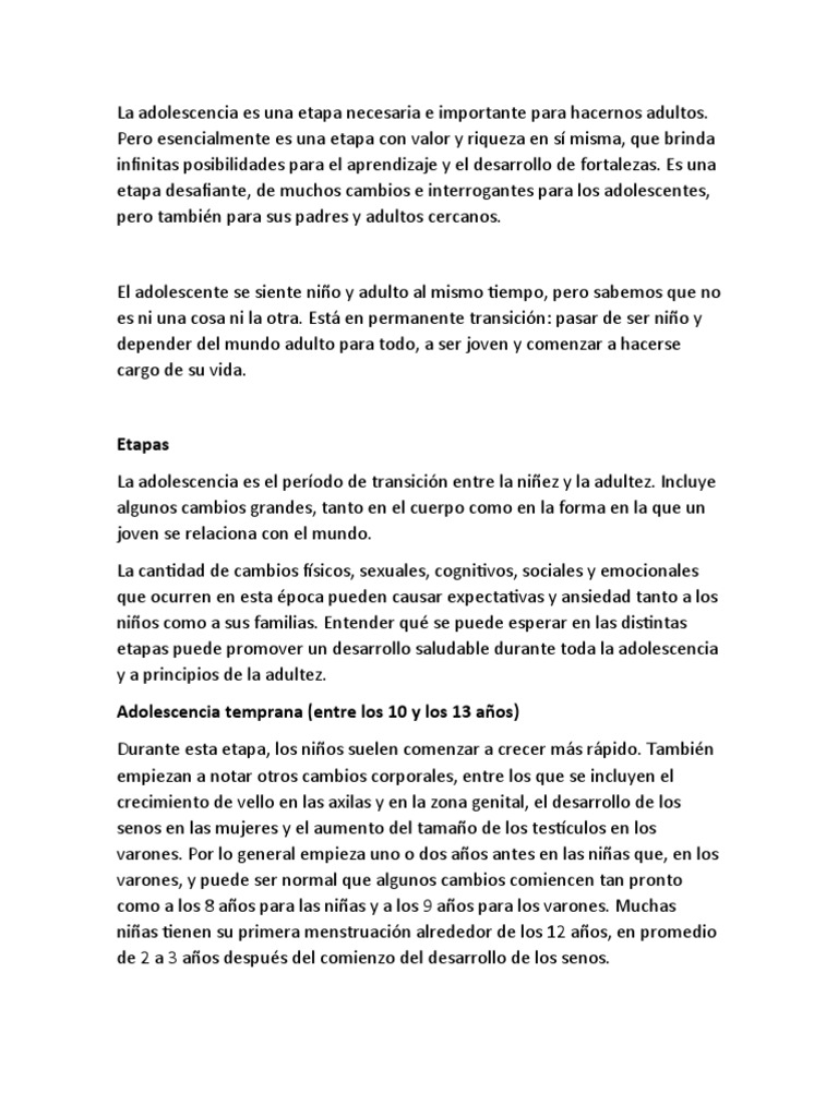 Cambios en la Adolescencia y Pubertad | PDF | Adolescencia | Adultos